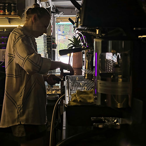 Freshly prepared coffee at KNIGHT BITE