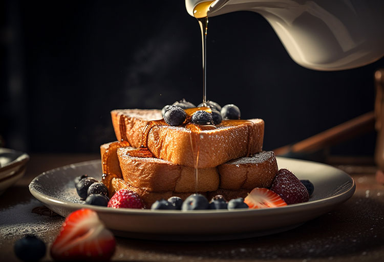 Golden French toast served at a cafe