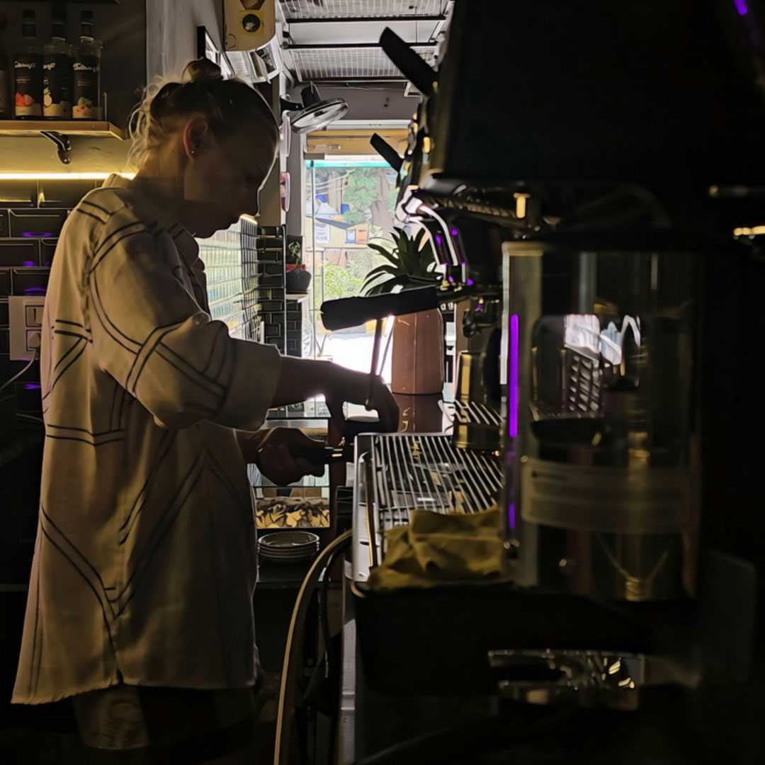 Freshly brewed coffee in a café